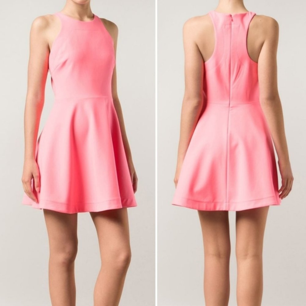 Elizabeth and James Magdalena Hot Coral Pink Fit and Flare Mini Dress